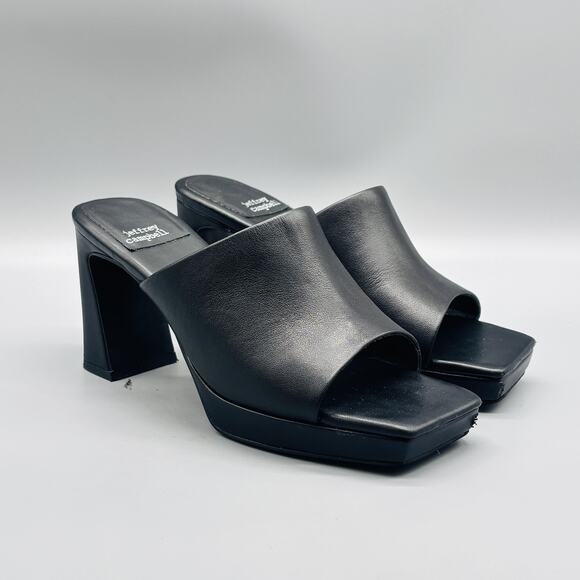 Jeffrey Campbell Shoes Womens 6 Black Platform Caviar Mules Heels Square Toe - Picture 2 of 12